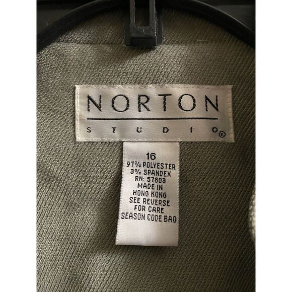 Vintage Norton Studio Women's Button Jacket Sz 16 Mint Green Pockets Mock Neck - Picture 2 of 16